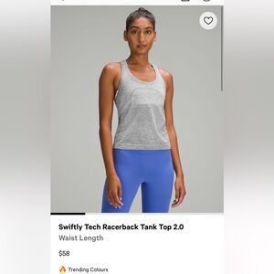 Swiftly tech Racerback tank top 2.0
Waist length (cropped fit) 
Size 10